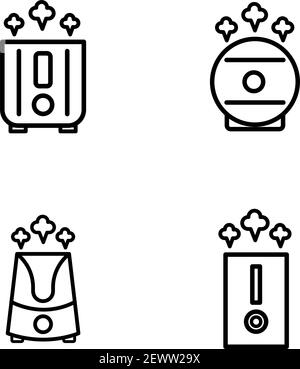 Vector illustration of a humidifier. Outline vector air cleaner icon set. Air purifier collection. Stock Vector