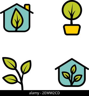 Greenhouse icons set. Set of greenhouse vector icons isolated on white background Stock Vector