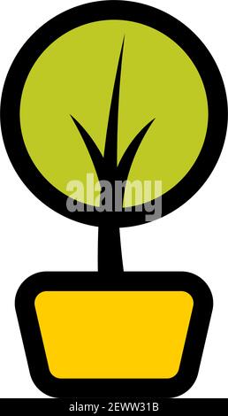 Minimalist green tree logo symbol in simple style Stock Vector