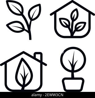 Greenhouse icons set. Outline set of greenhouse vector icons isolated on white background Stock Vector