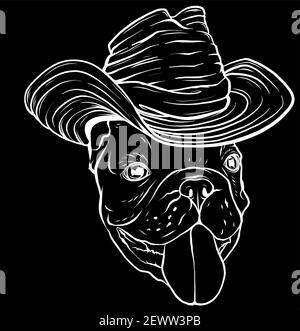 silhouette of dog in a cowboy hat. vector illustration Stock Vector