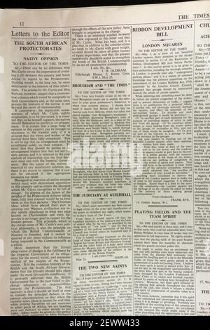 The 'Letters to the Editor' page in The Times newspaper, London, UK, Friday 24th May 1935. Stock Photo