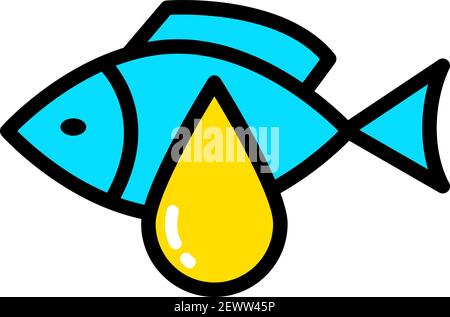 Omega 3 logo design. Fish oil vector design. Fish oil simple color icon Stock Vector