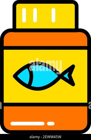Omega 3 logo design. Fish oil vector design. Fish oil simple color icon Stock Vector