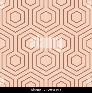 Seamless linear geometric pattern. Abstract background of hexagon figure. Pastel wrapping paper and fabric texture Stock Vector