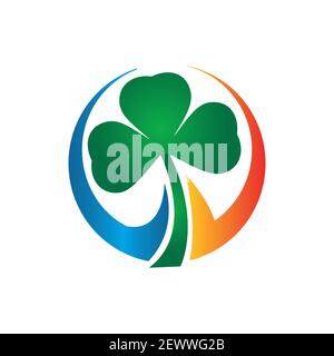 Flat design clover leaves icon isolated on white background. Traditional irish symbol for St. Patricks day. Vector illustration EPS.8 EPS.10 Stock Vector