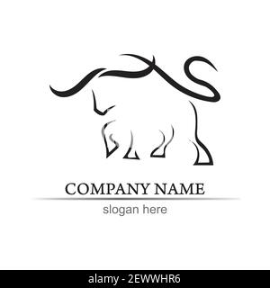 Bull horn logo and symbols template icons app Stock Vector