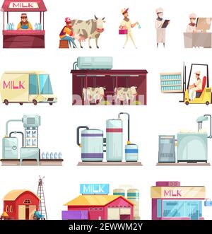 Milk factory icons set flat vector isolated Stock Vector Image & Art ...