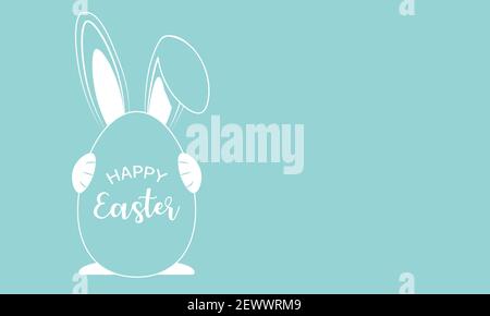 Happy Easter greeting card with rabbit holding egg Stock Vector