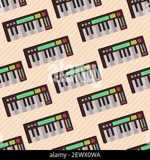 keyboard music instrument seamless pattern vector illustration Stock Vector