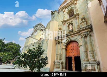 Landmark Oaxaca Cathedral (Cathedral of Our Lady of the Assumption) on the main Zocalo Square in historic city center. Stock Photo