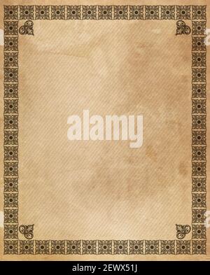 Old paper background with decorative border. Stock Photo