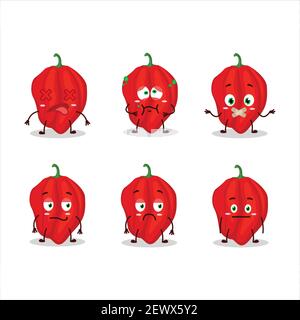 New red habanero cartoon character with nope expression. Vector illustration Stock Vector