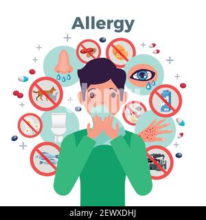 Allergy icons set with risk factors symbols flat isolated vector ...