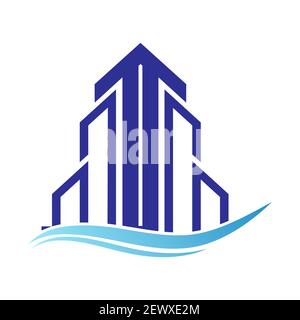 Logo template for construction and real estate, rental, rental, sale and purchase of housing. Vector illustration, flat design. Stock Vector