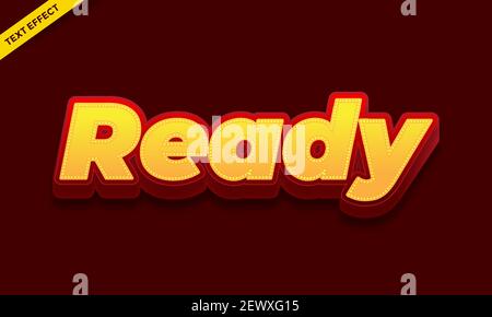 Ready red  glow 3d  text effect Stock Vector