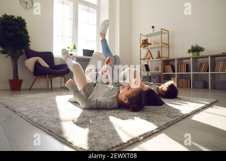 Spending time at home with children, happy family concept Stock Photo