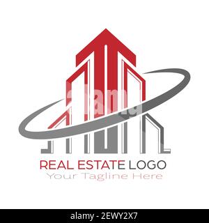 Logo template for construction and real estate, rental, rental, sale and purchase of housing. Vector illustration, flat design. Stock Vector