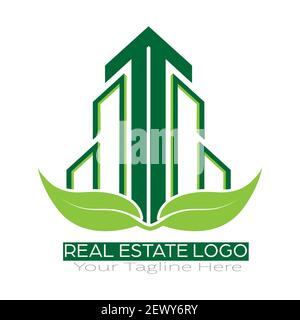 Logo template for construction and real estate, rental, rental, sale and purchase of housing. Vector illustration, flat design. Stock Vector