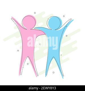 Silhouettes of two people embracing. Illustration for creative design, isolated on a white background Stock Vector