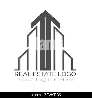 Logo template for construction and real estate, rental, rental, sale and purchase of housing. Vector illustration, flat design. Stock Vector