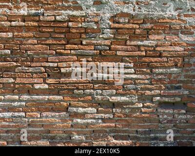 red brick wall, repaired wall, wall made from bricks Stock Photo