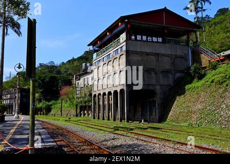 Jingtong Station, Pingxi Railway line, a popular destination in New Taipei City Taiwan Stock Photo