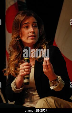 Maria Elena Boschi, Minister for Constitutional Reforms and Minister for Relations with Parliament in Government Renzi, met the public to talk about reform in Turin, Italy on March 27, 2015. (Photo by Elena Aquila / Sipa USA) *** Please Use Credit from Credit Field ***