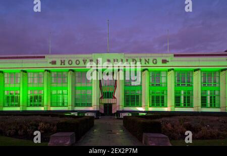 Hoover Art Deco Building at night built in 1933 in Perivale,Ealing,London  England Stock Photo - Alamy