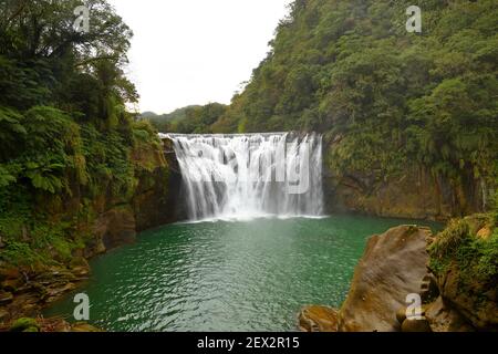 Shifen Waterfall, a waterfall located in Pingxi District, New Taipei City, Taiwan Stock Photo