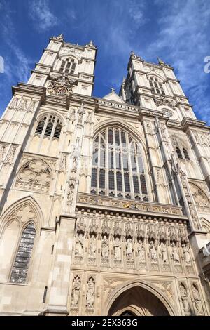 London landmarks. Westminster Abbey, London. Gothic abbey church in the City of Westminster. Stock Photo