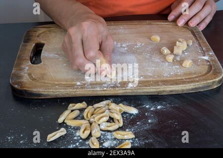 Homemade Fresh Cavatelli, Italian Pasta Stock Photo