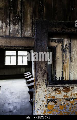 BERLIN, GERMANY: September 08, 2019: Guard tower in Gedenkstätte und Museum Sachsenhausen (Memorial and Museum Sachsenhausen), was a Nazi concentratio Stock Photo