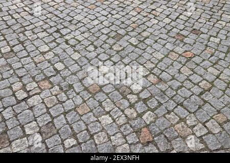 Pavement texture. Granite stone paving background from Dresden, Germany. Stock Photo