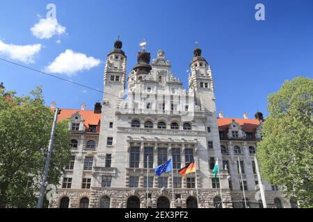 Leipzig City Hall. Architecture in Germany. New City Hall (Neues Rathaus) in historicism architecture style. Stock Photo