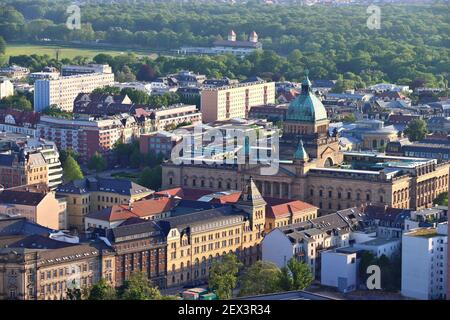 Leipzig city in Germany. Aerial view. Cityscape with Federal Administrative Court. Stock Photo