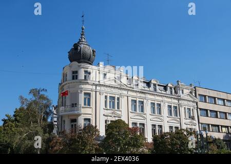 Vidin, Bulgaria - old apartment building. Residential architecture exterior. Stock Photo