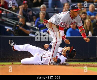 Washington Nationals Bryce Harper (34) during a game against the Pittsburgh  Pirates on June 21, 2015 at Nationals Park in Washington, DC. The Nationals  beat the Pirates 9-2.(Chris Bernacchi via AP Stock Photo - Alamy