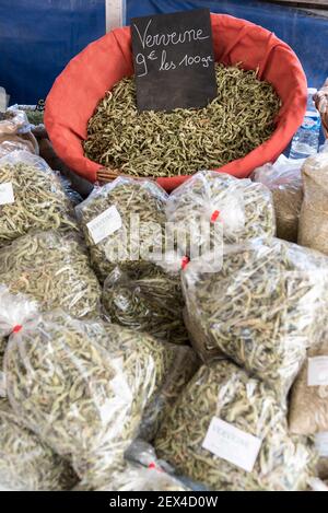 Verbena dried on a market in summer, Provence, France Stock Photo