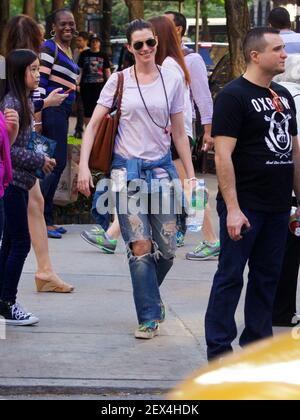 Anne Hathaway spotted out and about in the East Village Featuring: Anne ...