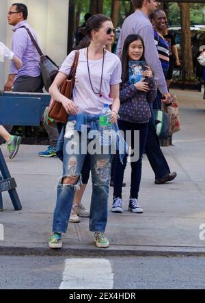 Anne Hathaway spotted out and about in the East Village Featuring: Anne ...