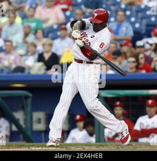 Philadelphia Phillies' Ryan Howard hits a three-run home run in the first  inning off a pitch from New York Yankees' Mike Mussina at Citizens Bank  Park in Philadelphia, Pennsylvania, on Tuesday, June