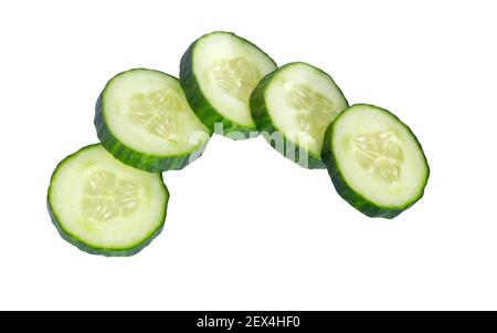 Cucumber.  Fresh cucumber slices isolated on white background. Stock Photo