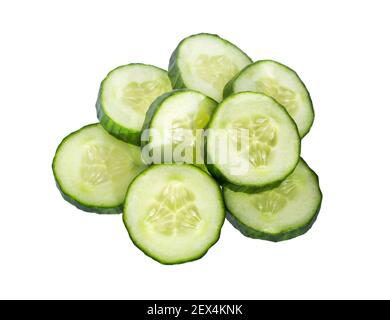 Cucumber.  Fresh cucumber slices isolated on white background. Stock Photo