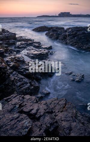 Wylfa nuclear power station at dawn, Anglesey, North Wales Stock Photo