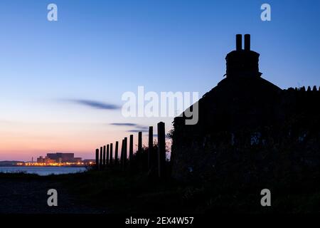 Wylfa nuclear power station at dawn, Anglesey, North Wales Stock Photo