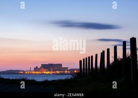 Wylfa nuclear power station at dawn, Anglesey, North Wales Stock Photo