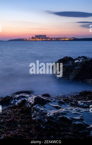 Wylfa nuclear power station at dawn, Anglesey, North Wales Stock Photo