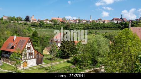 Panoramic view of Rothenburg ob der Tauber in summer Stock Photo