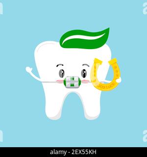 St Patrick day tooth dental braces icon isolated. Stock Vector